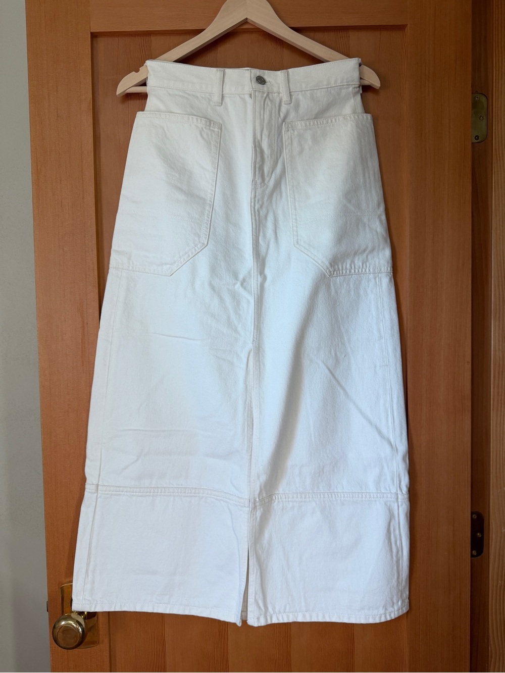 Everlane White Gardener Maxi Skirt with wrap-around Patch Pockets
